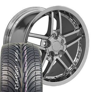 18x8 5 Chrome Z06 Rivet Wheels Rims Tires Fits Camaro