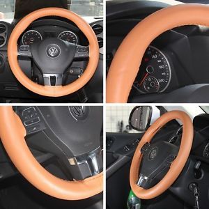 New Leather Steering Wheel Wrap Cover 43004 Brown Hummer Fiat Car Needle Thread