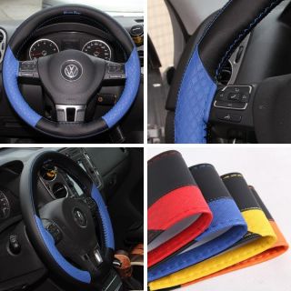 47020 14 15" 38cm Steering Wheel Cover Blue Leather Fiat Wrap BMW Audi Car SUV
