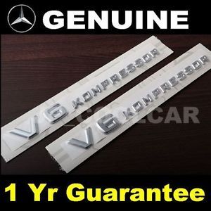 New Pair Genuine V6 Kompressor Mercedes Benz Fender Badges Emblems W203 R170 AMG