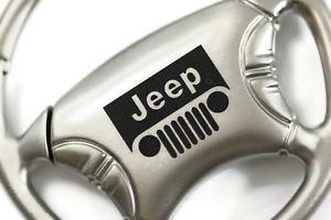 Jeep Jeep Grille Chrome Steel Ring Fob Wheel Logo Key Ring Fob Keychain