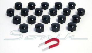 20 Black Cap Covers for Wheel Lug Nut Bolt 17mm Hex