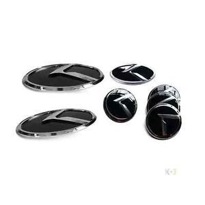 3D K Logo Emblem Badges 7pc Set Front Rear Steering Wheel Caps Fit Kia Soul