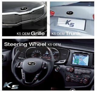 K5 Emblem Grille Trunk Steering Wheel 3D K Logo Wheel 2011 2012 Optima K5
