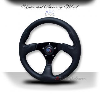 14" Universal Sport Racing Black Vinyl Steering Wheel