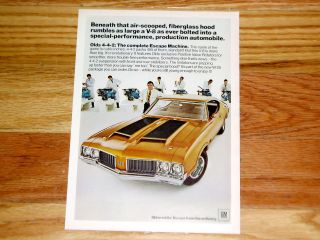 1970 Oldsmobile Cutlass 442 W25 Print Ad Poster Sign w 25 455 V8 Engine 1971