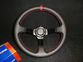 Deep Dish Steering Wheel Carbon Fiber with Red Sparco 6 Bolt