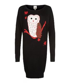 Yumi Black Owl Jumper Dress