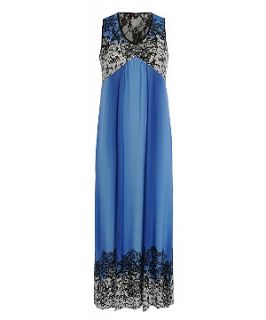 Lovedrobe Blue Lace Trim Maxi Dress
