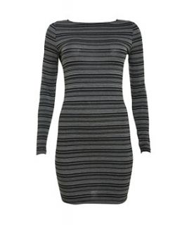 Mela Black Stripe Long Sleeve Bodycon Dress
