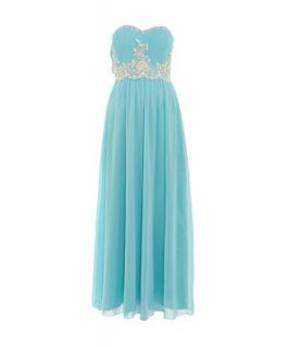 Chi Chi Blue Strapless Maxi Prom Dress