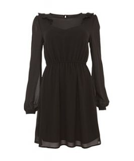 Jumpo Black Ruffle Shoulder Dress