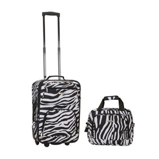 Rockland Expandable 2 piece Zebra Lightweight Carry on Luggage Set Rockland Two piece Sets