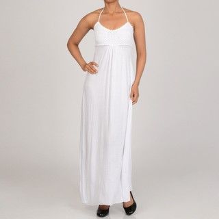 Elan Women's Maxi Crochet Halter Top Dress Elan Casual Dresses