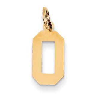 14k Yellow Gold Small Polished Number 0 Charm Pendant. Metal Wt  0.55g Jewelry