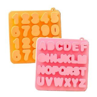 eBuy Orange Silicone "Number" from 0 to 9 Ice Cube Tray + Pink Silicone "Letter" from A to Z Ice Cube Tray 6.3"*6.3" Kitchen & Dining