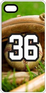 Baseball Sports Fan Player Number 36 White Rubber Decorative iPhone 5/5s Case Cell Phones & Accessories