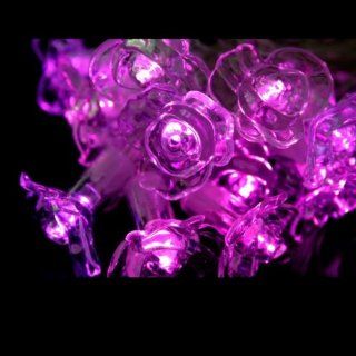 Fast shipping + Free tracking number , 28 pcs Rose Flower Shaped Light String LED Lamp Power Saving Fairy Night Pink Lights Strings for Decoration Christmas Xmas New Year Wedding Party Festival Deco