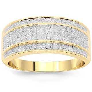 10K Yellow Gold Mens Diamond Wedding Band 0.38 Ctw   12 Avianne & Co Jewelry