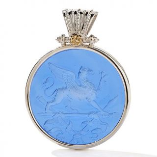 Tagliamonte "Griffin" Round Blue Venetian Glass Sterling Silver and 1