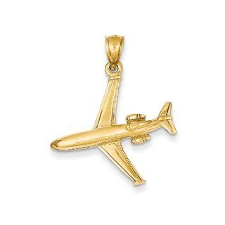 3 D Jet Plane Pendant in 14 Karat Yellow Gold Jewelry