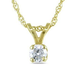 14K Gold Diamond Solitaire Pendant Material 14K Yellow Gold Jewelry