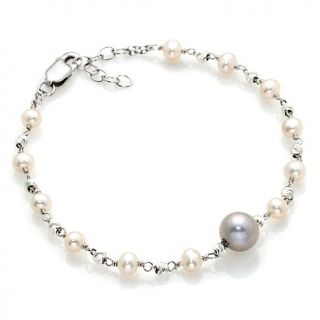 Imperial Pearls Cultured Freshwater Pearl and Glitter Bead Sterling Silver 7 1/