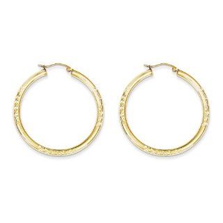 10K Diamond Cut 3x40mm Hollow Tube Hoop Earrings Cyber Monday Special Jewelry Brothers Jewelry