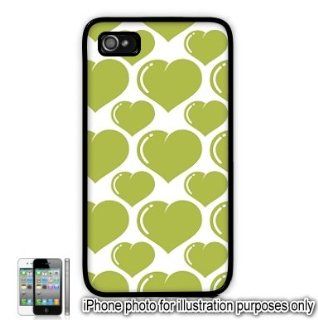Lime Green Bubble Hearts Love Monogram Pattern Apple iPhone 4 4S Case Cover Skin Black Cell Phones & Accessories