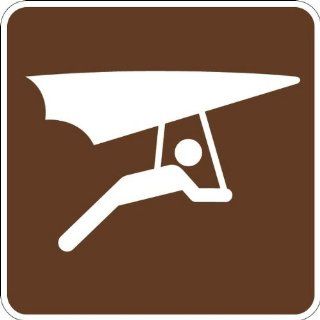 Tapco RS 126 High Intensity Prismatic Square National Park Service Sign, Legend "Hang Gliding (Symbol)", 12" Width x 12" Height, Aluminum, Brown on White