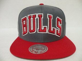 Mitchell and Ness NBA Chicago Bulls Bold Script 2 Tone Gray Red Retro Snapback Cap Sports & Outdoors