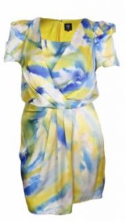 Vince Camuto Women's Watercolor Dress (12, Yellow Tie Dye)