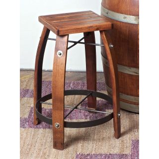 2 Day Designs Reclaimed 24 Inch Stave Wine Barrel Counter Stool with Wood Seat   Bistro Chairs