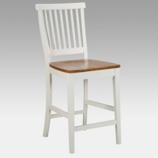 Home Styles White Counter Stool with Oak Finished Seat   Dining Chairs