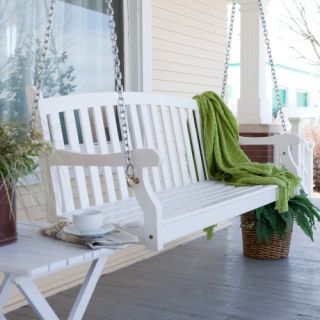 Pleasant Bay Painted Wood Porch Swing   White