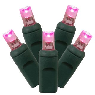 Vickerman 100 ct. Pink Wide Angle LED Lights with Green Wire 4 in. Spacing   Christmas Lights