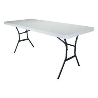 Lifetime 6 ft. Rectangle Commercial Fold In Half Table   White   Banquet Tables