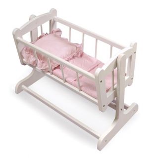 Badger Basket Pink Gingham Princess Heirloom Doll Cradle   Baby Doll Furniture