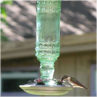 Avant Garden Antique Green Glass Hummingbird Feeder   Bird Feeders