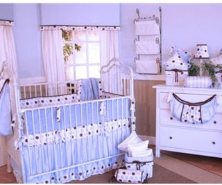 Brandee Danielle Ash Blue 4 Piece Crib Bedding Set   Baby Bedding Sets