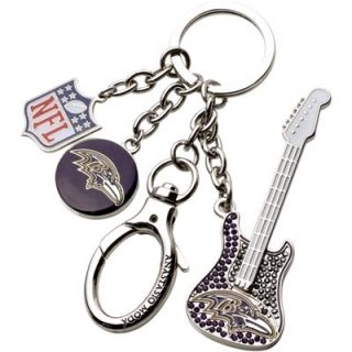 Anastasio Moda Baltimore Ravens Swarovski Crystal Guitar Bag Charm Keychain