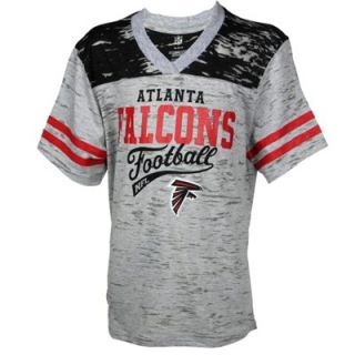 Atlanta Falcons Youth Girls Burnout Jersey V Neck T Shirt   Ash