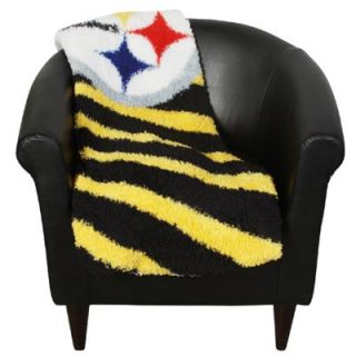 Pittsburgh Steelers 50 x 60 Sherpa Throw Blanket   Black/Gold Zebra