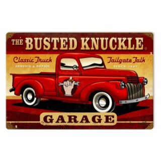 Busted Knuckle Classic Truck Vintage Metal Sign   Wall Sculptures and Panels