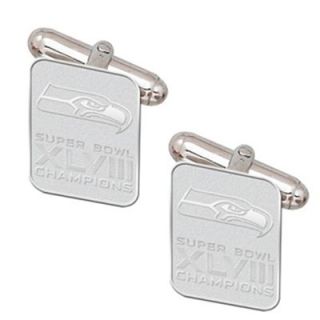 Logo Art Seattle Seahawks Super Bowl XLVIII Champions 1 Sterling Silver Cufflinks