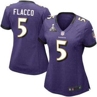 Nike Joe Flacco Baltimore Ravens Ladies Super Bowl XLVII Game Jersey   Purple