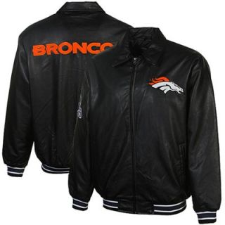 Denver Broncos Fashion Faux Leather Full Zip Jacket   Black