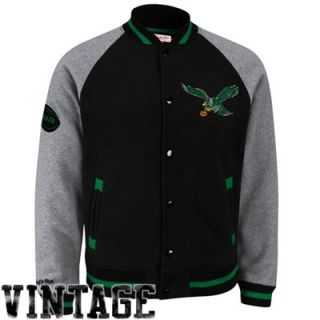 Mitchell & Ness Philadelphia Eagles Competitor Full Button Fleece Jacket   Black/Ash