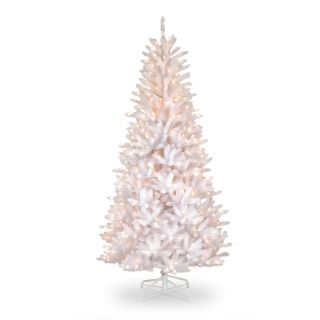 7.5 ft. Dunhill White Iridescent Fir Slim Christmas Tree   Christmas Trees