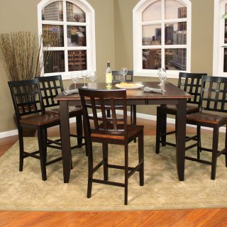 AHB Rosetta 7 Piece Two Tone Counter Height Set with Mia Stools   Dining Table Sets